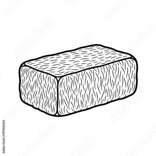 Hay Bale Illustration: A detailed black and white illustration of a hay bale, perfect for adding a touch of rustic charm to any design.