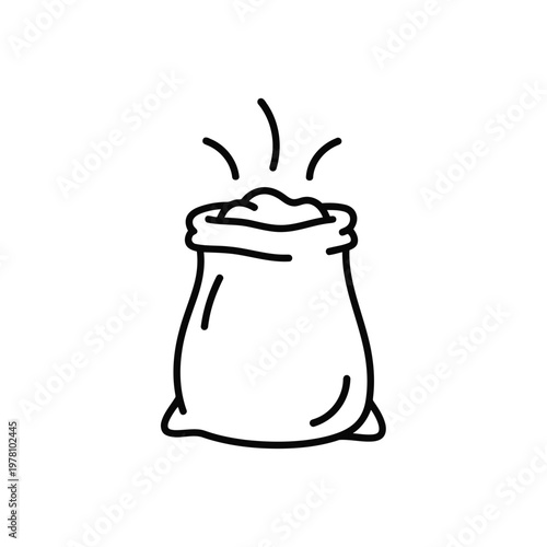 Sack of Grain: A simplistic sketch of a rustic sack overflowing with golden grain, representing abundance and the promise of a bountiful harvest.