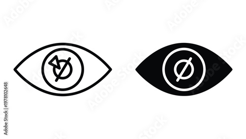 Contrasting eye symbols with male and female gender indicators inside pupils