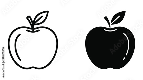 Contrast between a simple and a filled-in drawing of an apple