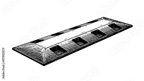 Sketch of a parking curb, useful for transportation, safety, and automotive themed projects, perfect for documents related to vehicle control and road infrastructure.