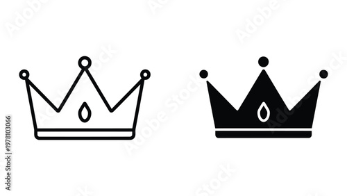 Comparison of a traditional crown and a solid black crown design with teardrop gem