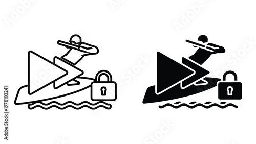 Contrast between secure and insecure maritime navigation systems illustrated with anchors and locks