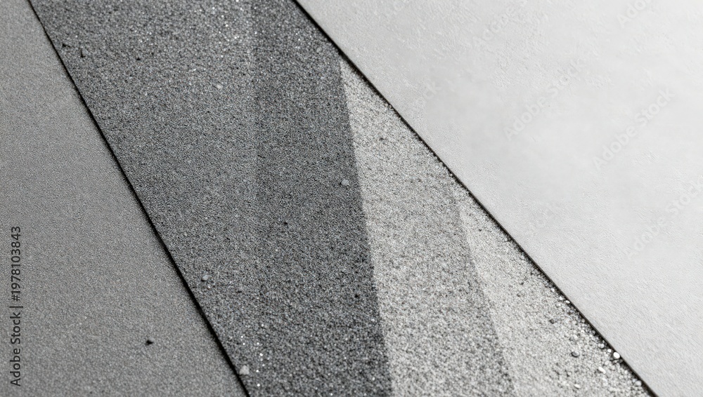 Fototapeta premium Two surfaces meet at an angle, showing a mix of gray tones and textures