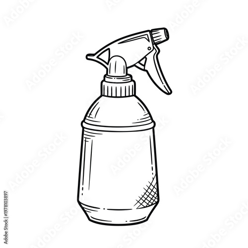 Spray Bottle Illustration: Detailed illustration of a spray bottle, showcasing its sleek design and functionality for dispensing liquid.