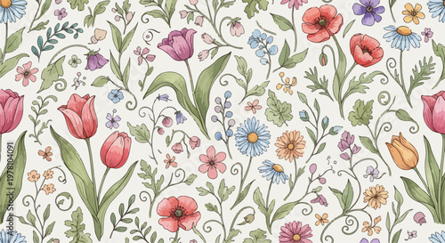Subtle floral background with delicate wildflowers and soft natural composition