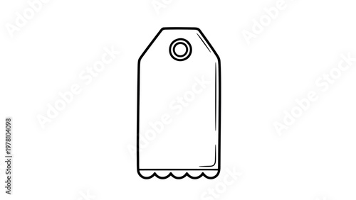 Simple black outline icon of a blank retail tag, perfect for commercial projects, highlighting sales, or adding customized messages to merchandise imagery.