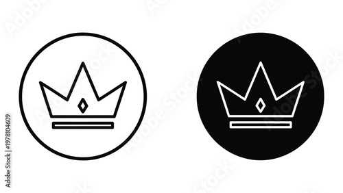 Contrasting crown symbols on circular backgrounds in black and white