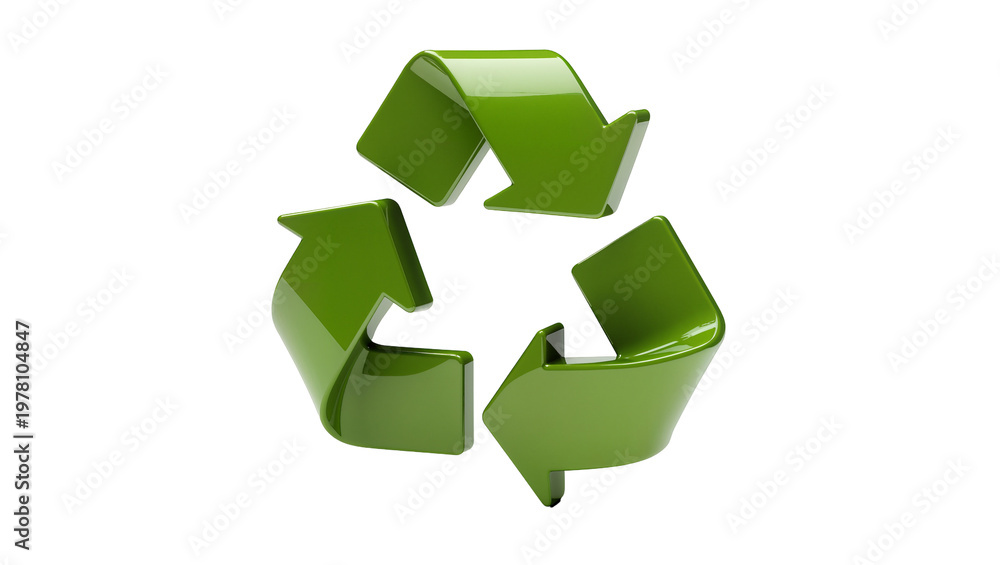 Obraz premium Glossy green Recycling Symbol with Three Arrows