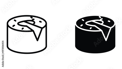 Contrast between a white and black cylindrical container with musical notes symbol