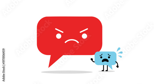 angry speech bubble, frustrated emoticon, conflict icons, chat symbols, vector
