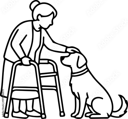 Pet therapy session minimalist illustration