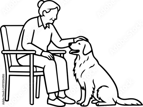 Pet therapy session minimalist illustration
