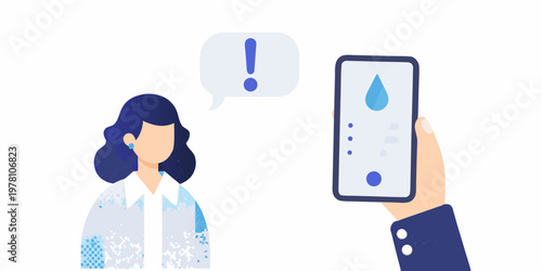 Woman receiving a notification about water intake from her smartphone