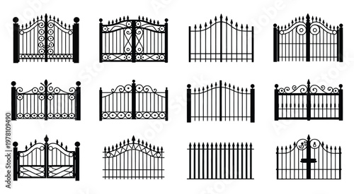 Konstfotografi Decorative Wrought Iron Fence Sections Ornamental Metalwork Elegant Patterned Ga