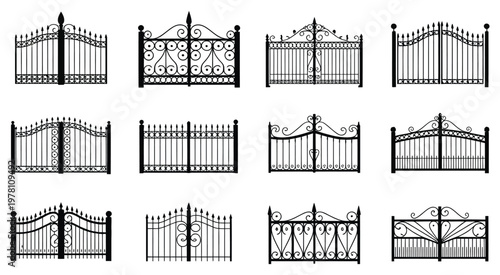 Εκτύπωση καμβά Decorative Wrought Iron Fence Sections Ornamental Metalwork Elegant Patterned Ga