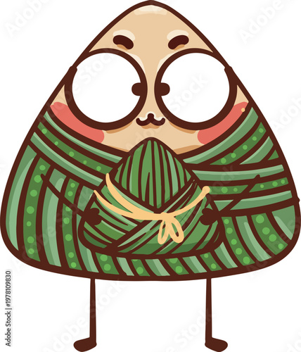 Hand-drawn cartoon illustration of glutinous rice balls for Dragon Boat Festival
