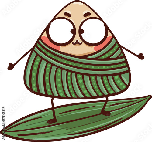 Hand-drawn cartoon illustration of glutinous rice balls for Dragon Boat Festival
