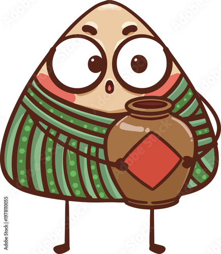 Hand-drawn cartoon illustration of glutinous rice balls for Dragon Boat Festival
