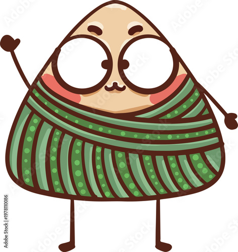 Hand-drawn cartoon illustration of glutinous rice balls for Dragon Boat Festival
