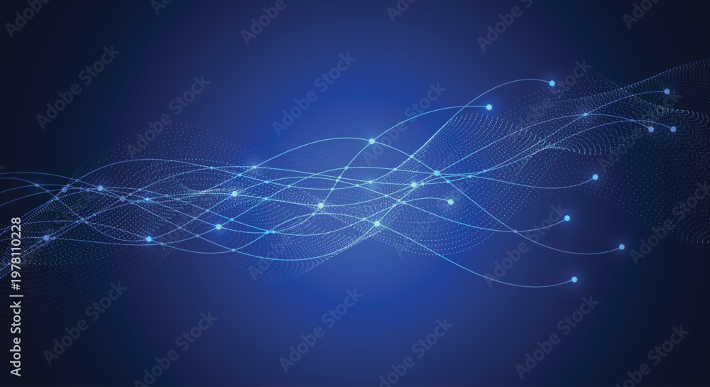 Fototapeta premium Abstract modern big data design background with flowing particles. Digital future technology communication concept. Vector illustration