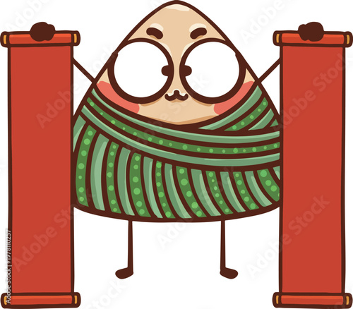 Hand-drawn cartoon illustration of glutinous rice balls for Dragon Boat Festival
