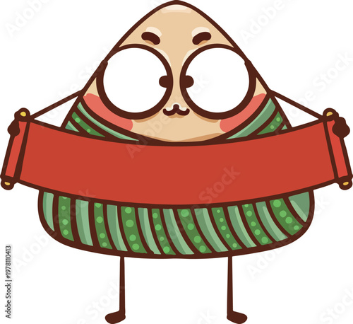 Hand-drawn cartoon illustration of glutinous rice balls for Dragon Boat Festival
