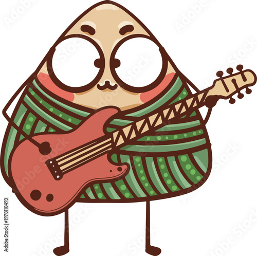 Hand-drawn cartoon illustration of glutinous rice balls for Dragon Boat Festival
