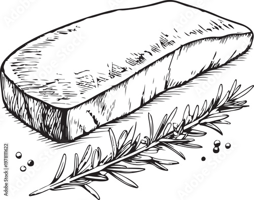 Flank Steak Hand-drawn Sketch Drawing Vector Illustration, Line Linear Symbol Black and White Engraving, Isolated