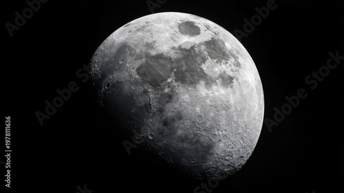 Waning gibbous moon with detailed cratered surface for astronomy wallpaper and planetary science banner design Moon Day