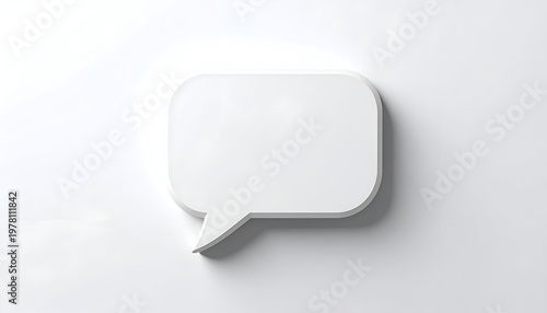 White speech bubble illustration on a clean background communication icon design