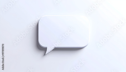 White speech bubble with smooth edges floating against a white textured surface