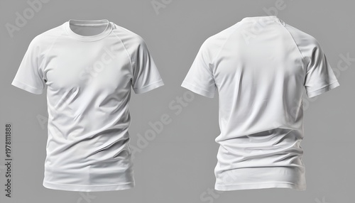 White t-shirt mockup template front and back view clean design sportswear apparel