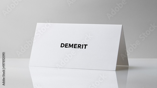 Close up of a sign board displaying Demerit