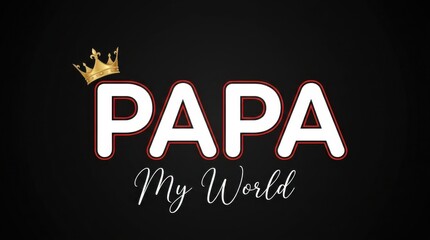 Papa My World Father's Day Greeting with Golden Crown