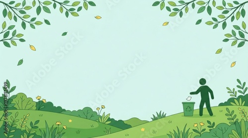Eco Conscious Illustration of Man Disposing Trash Responsibly