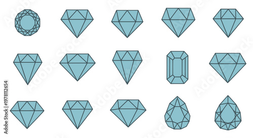 Diamond Cut Shapes Collection: Round, Emerald, Pear, Marquise, Oval Gemstones
