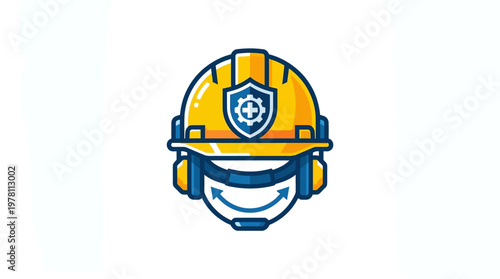Yellow Hard Hat with Blue Shield.