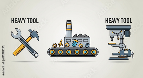 Industrial equipment and tools for heavy duty work.
