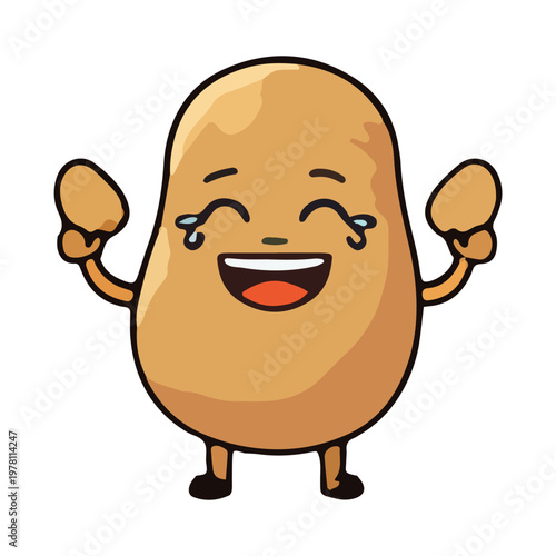 Cute Cartoon Potato Character Laughing