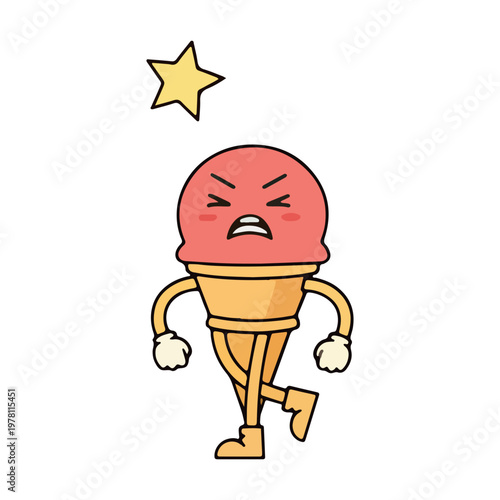 Angry Cartoon Ice Cream Character