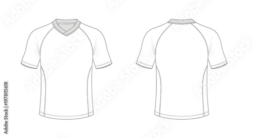 Blank T-shirt Mockup Template - Front and Back View Vector Illustration