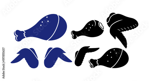 Chicken Parts Icons Set