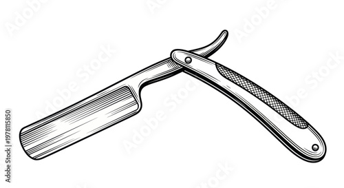 Vintage Straight Razor Barber Tool Illustration