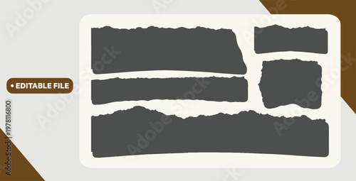 Torn sheets of paper. Torn paper strips set. Vector illustration