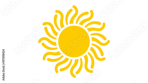 Yellow Sun Icon Graphic Symbol.