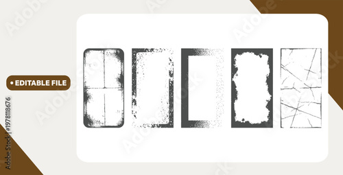 folded old paper overlay texture with vintage grunge distressed frame edges, wrinkles torn paper template collection for photo editing, graphic design, backgrounds, posters, and digital effects