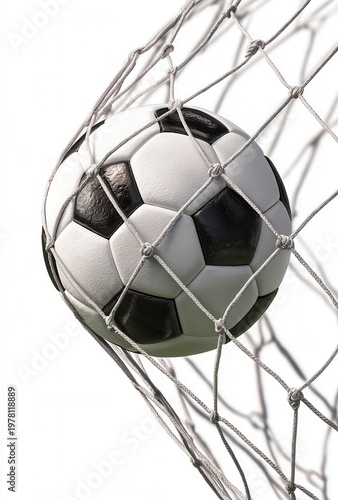 A classic black and white soccer ball finds the back of the net, marking a crucial goal during the World Cup 2026. This winning moment ignites celebration in Mexico, USA, and Canada.