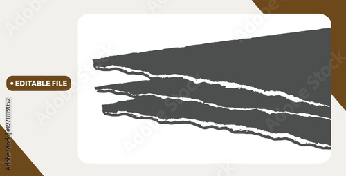 Seamless realistic torn paper edges with shadow. Vector illustration.