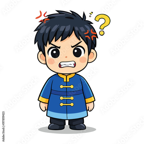 Confused and Angry: A stylized cartoon character, displaying a mix of anger and confusion, features a furrowed brow, a questioning expression, and steam rising from its head. 
